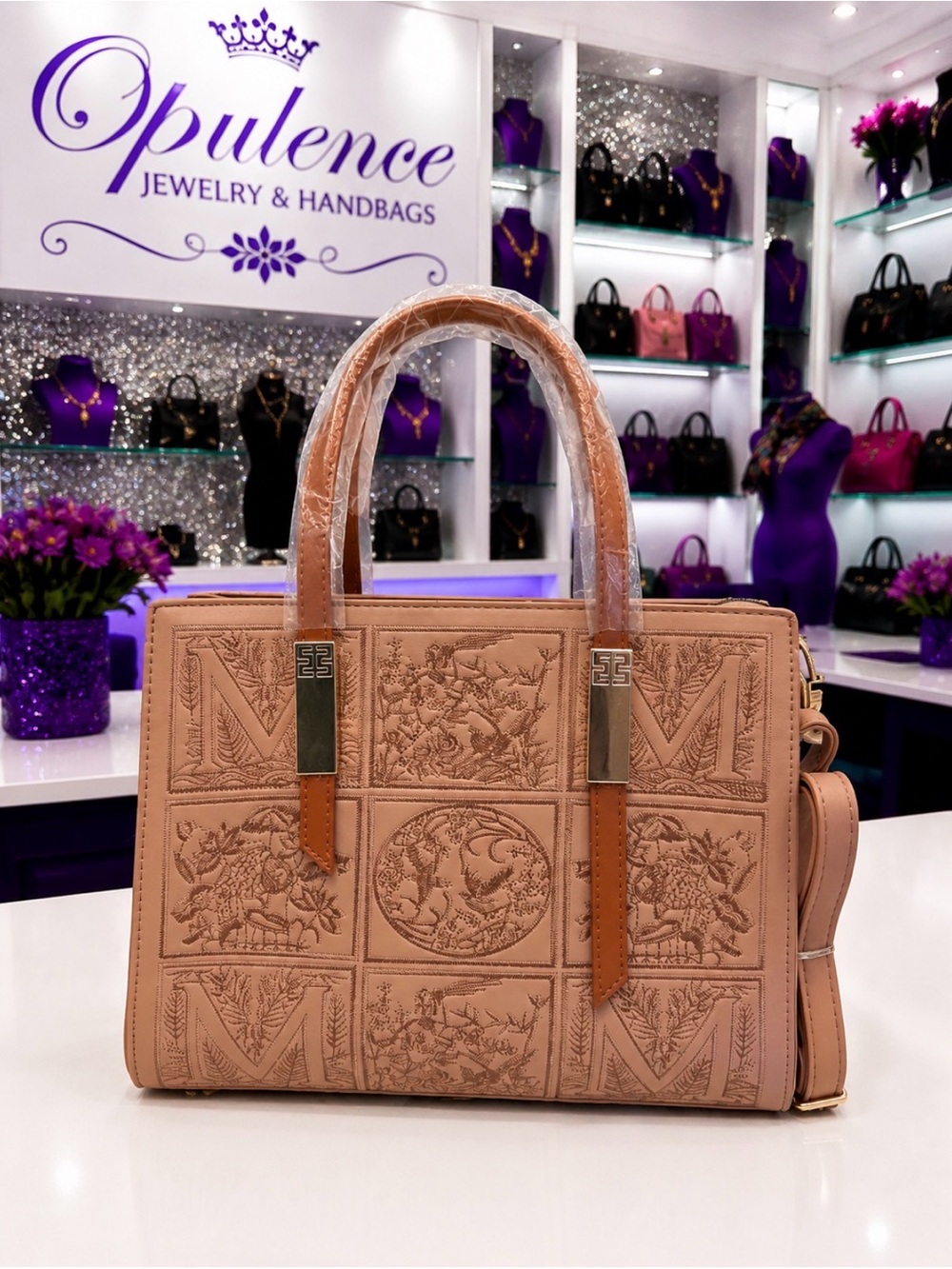 Embossed Panel Tote Bag - Blush Pink